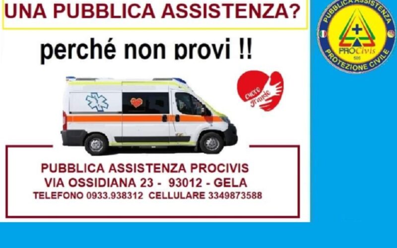 Gela: al via la selezione per volontari e soccorritori. Iscrizioni già aperte alla Pubblica assistenza Procivis