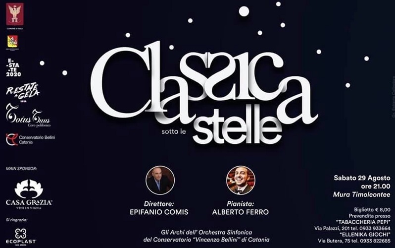 Gela: Alberto Ferro al piano con l’orchestra «Bellini» per una serata di musica sotto le stelle