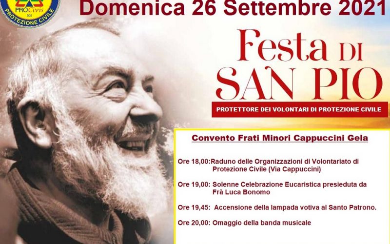Gela: volontari della protezione civile festeggiano il patrono, San Pio. Domenica santa messa e celebrazioni solenni