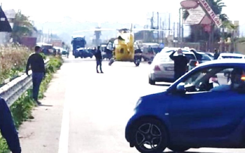 Gela: schianto in moto sul rettilineo di Ponte Olivo, grave un uomo di 64 anni. Soccorso in elicottero dal 118